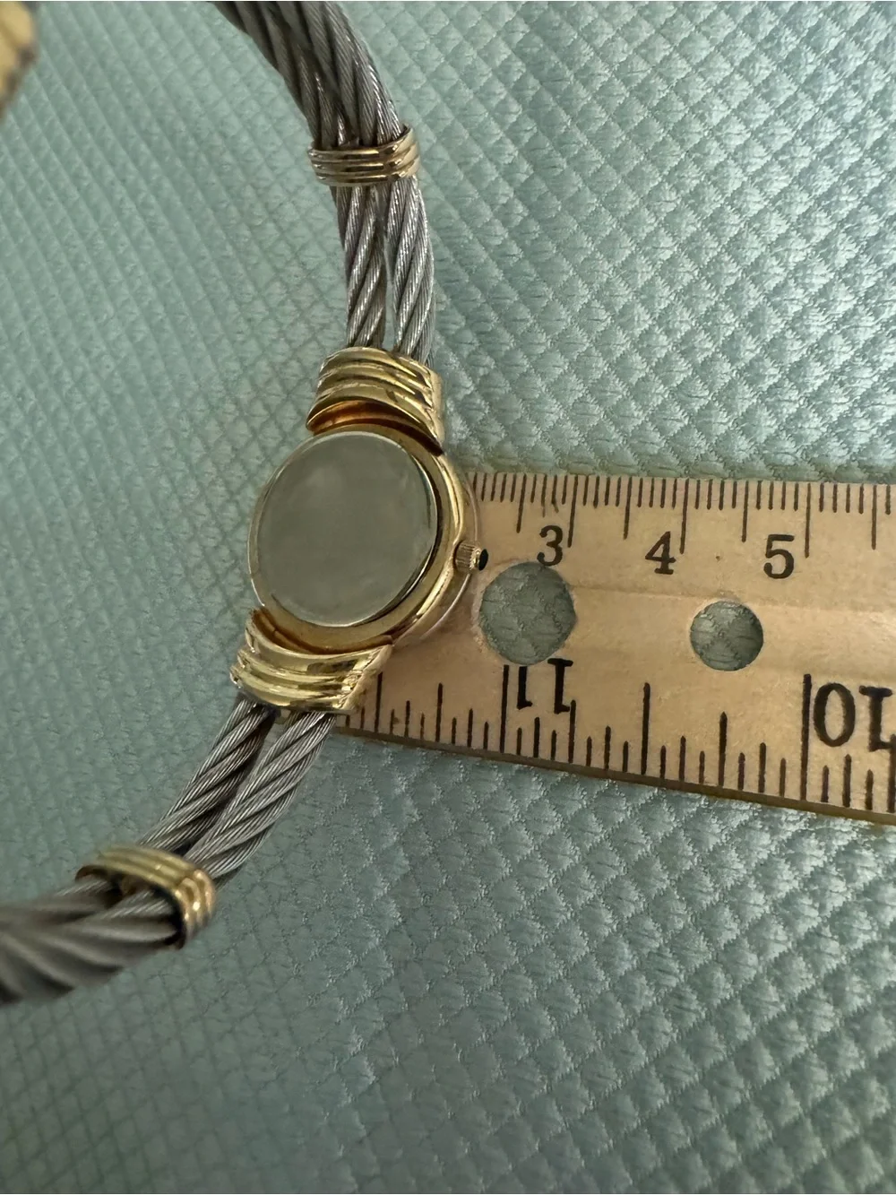 Anne Klein Two-Tone Gold and Silver Cable Bracelet Watch